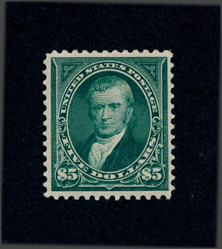 drbobstamps US Scott #278 Mint Hinged D.O.G. Well Centered $5 Marshall Stamp