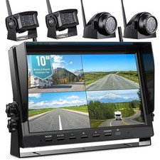 Wireless Backup Camera System 10.1" 1080P DVR Quad Monitor for RV/Truck/Trailer