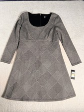 Tommy Hilfiger Diamond Checked Dress Black and White Size 14 NWT
