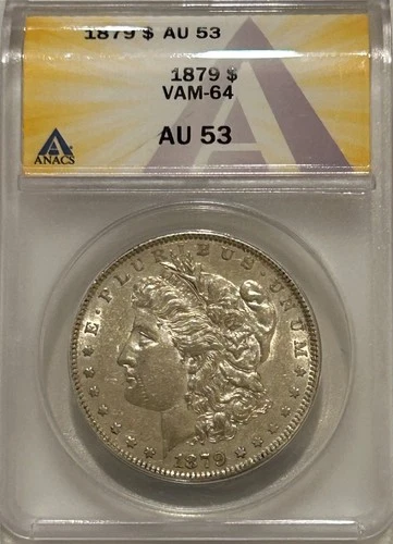 1879 P Morgan Silver Dollar ANACS AU53 VAM-64