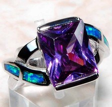 3CT Amethyst 925 Solid Sterling Silver Ring Sz 6,8, CA2