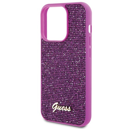 Case Guess GUHCP15LPMSDGSF Apple iPhone 15 Pro Hardcase Disco Metal Script Fuchs - Bild 6 von 8