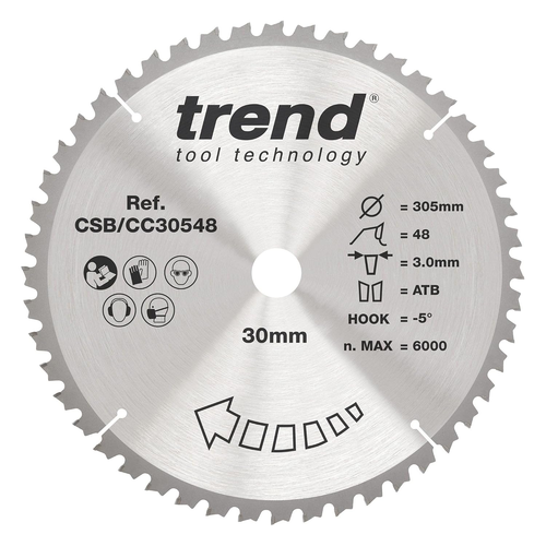 Trend Kappsägeblatt 305mm, 96 Zähne, 30mm Bohrung – Für Präzise Querschnitte In Holz, HW, -5° Haken