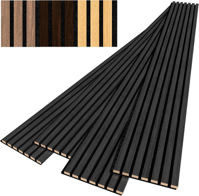 4 PCS Wood Slat Wall Panels, 94.5 X 11 Inch Sound Proof Panels for Walls (Matte 