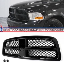 ST Style Gloss Black Front Grille Grill Assembly For 2009-2012 Dodge Ram 1500
