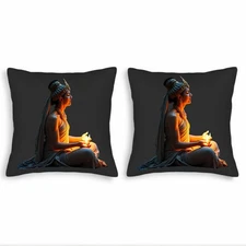 Set of 2 18x18in Throw Pillow Covers - Serene Meditative Design 