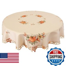 Simhomsen Embroidered Fall Autumn Harvest Pumpkins Tablecloth Thanksgiving