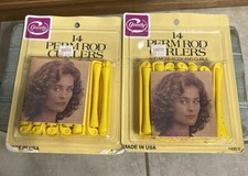 Vintage GOODY 14 Pack Small Yellow Perm Rod Curlers Snap Lock Clasp Set Of 2 NOS
