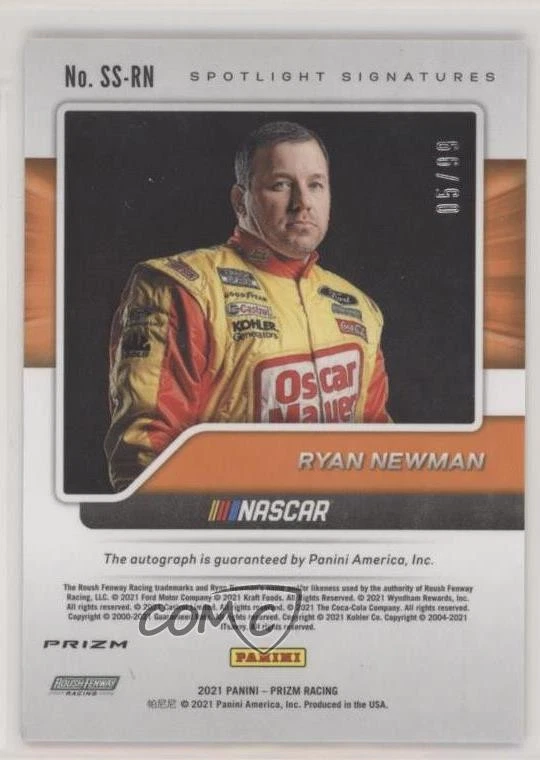 2021 Panini Prizm Spotlight Signatures Purple Velocity /99 Ryan Newman Auto - Image 2 of 2