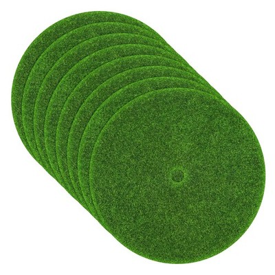 8-Pack Round Fake Grass Decor for Crafts, 3.9'' Artificial Garden Grass with Hole