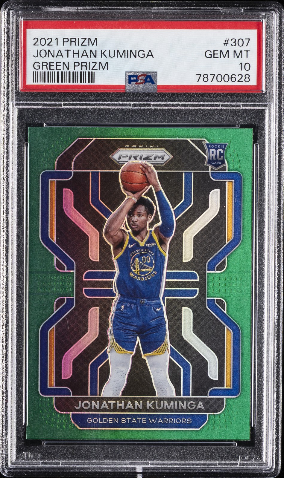 2021 PANINI PRIZM GREEN PRIZM #307 JONATHAN KUMINGA PSA 10