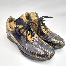 Mauri Genuine Leather Alligator or Croc Lace Up Dress Shoes Mens Size 8 M Italy