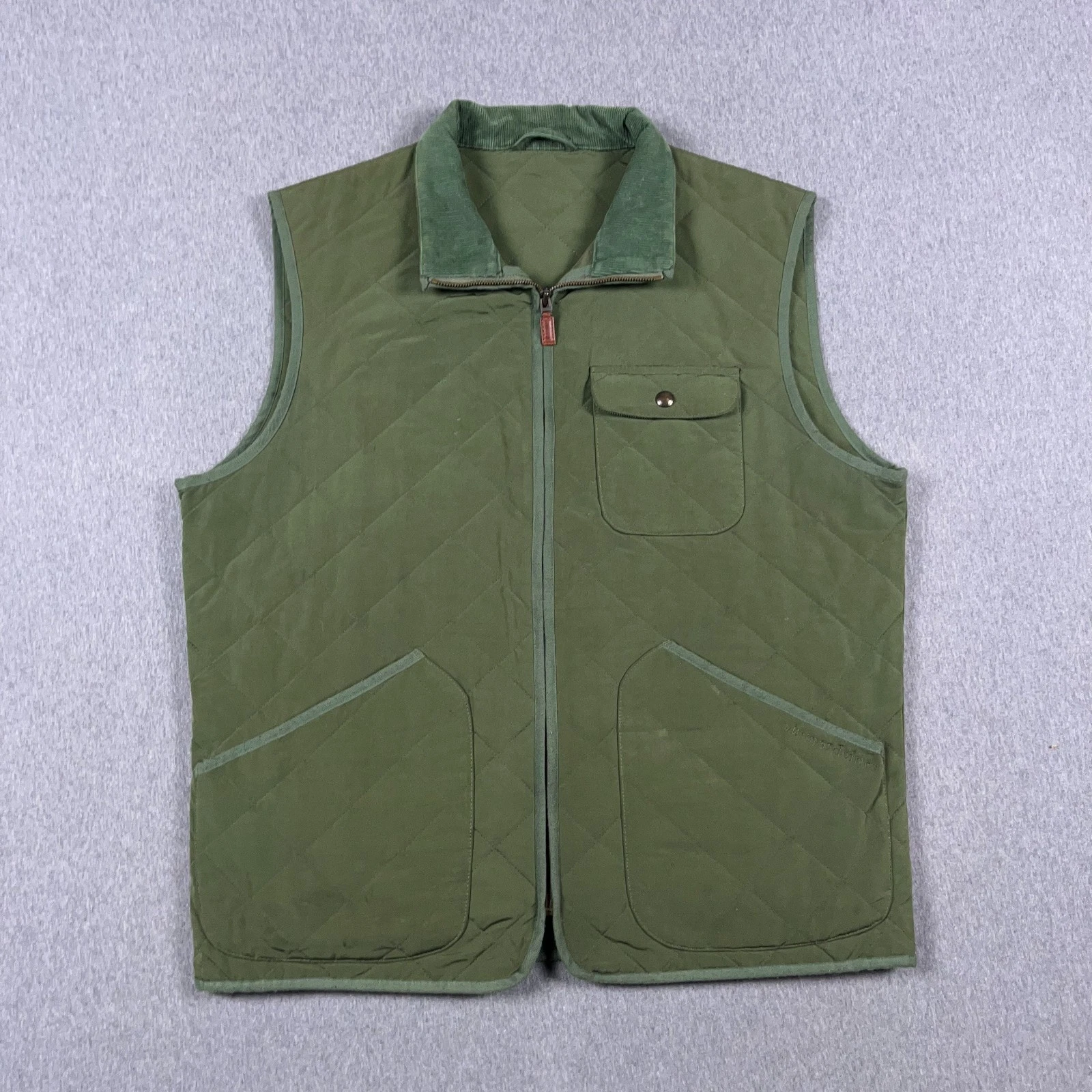 Vineyard Vines Vest Mens Large Green Quilted Full Zip Dorset Barn Preppy Casual