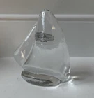 Blenko Glass Crystal Clear Sailboat Paperweight with Original Label 6402-PSB