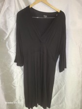 Women's 3/4 Sleeve Black Cotton TShirt Dress Falls Creek XL
