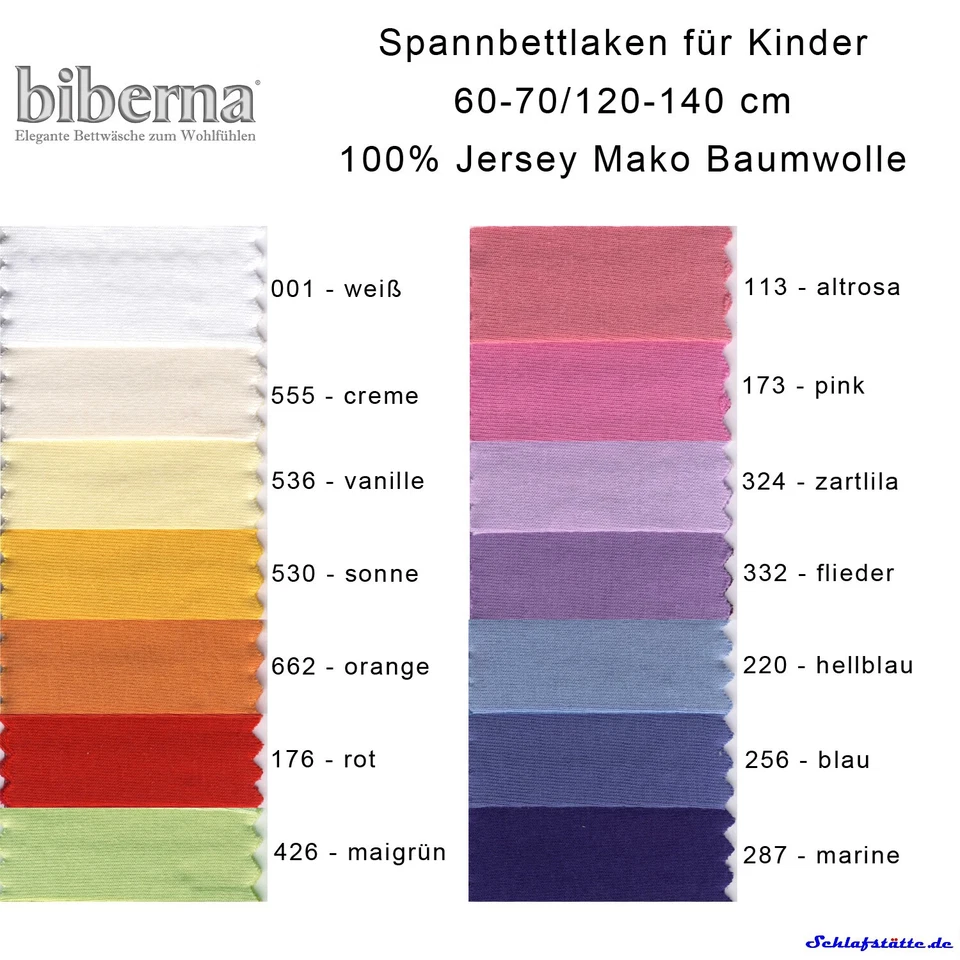 Biberna Kinder Baby Spannbettlaken Jersey 70x140 in Blau Lila Gelb