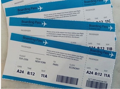 American Girl Doll Travel Plane Tickets from NEW YORK to PARIS lot of 4 NEW rare