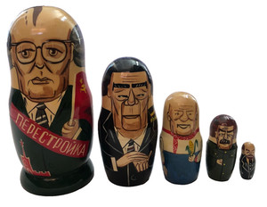 Matryoshka Vintage Russian Political Leader Wood Nesting Dolls Gorbachev- Lenin