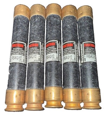 5x Bussmann Fusetron FRS-R-2-1/2 Amp 600V Time-Delay Fuses Class RK5