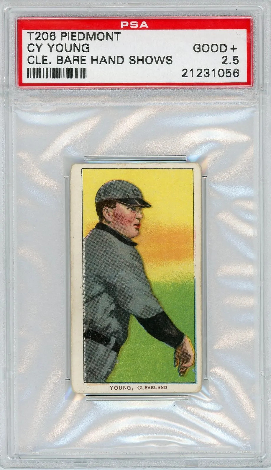 1909-11 T206 Piedmont Cy Young Cle. Bare Hand Shows PSA 2.5