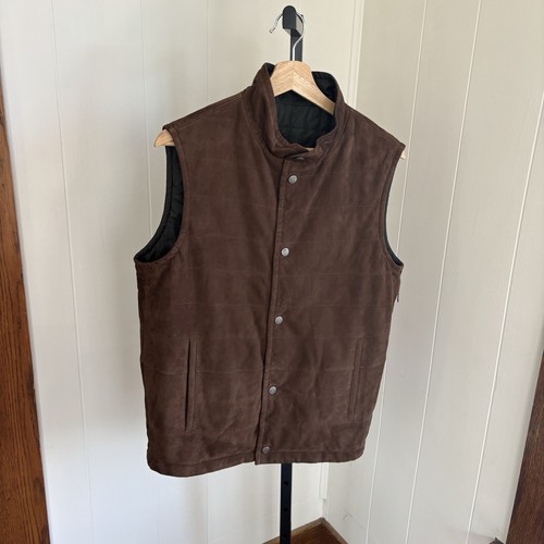 Peter Millar Crown NWT Men S Reversible Goat Suede Quilted Green Brown Vest NOTE - Picture 7 of 15