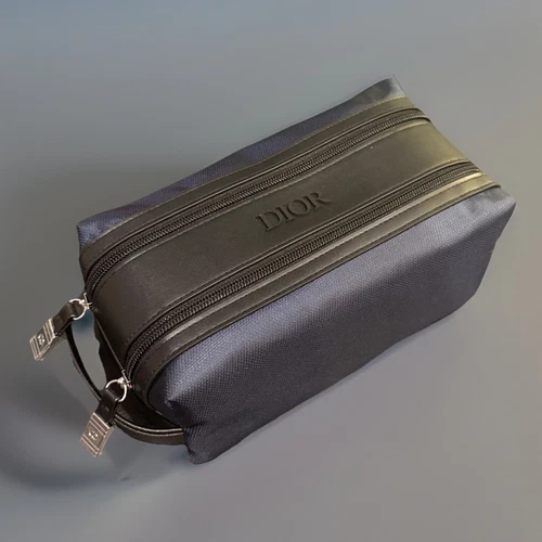 NIB Dior Navy & Black Toiletry Bag/Pouch/Travel Case, Dual Zipper - BAG ONLY