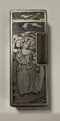 Vintage WIN Juvena Japan Art Deco Figural Lady Gas Lighter Slim Pocket 70s