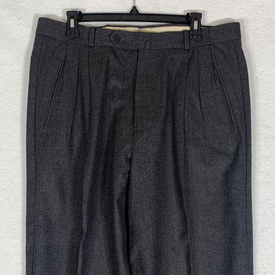 Pantalones de vestir de lana Incotex Super 120s 34x32 gris plisado con puños hechos en Italia Foto 3 de 4