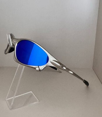 Oakley Penny - Metallic sunglasses, silver frame, dark blue lenses, rare vintage