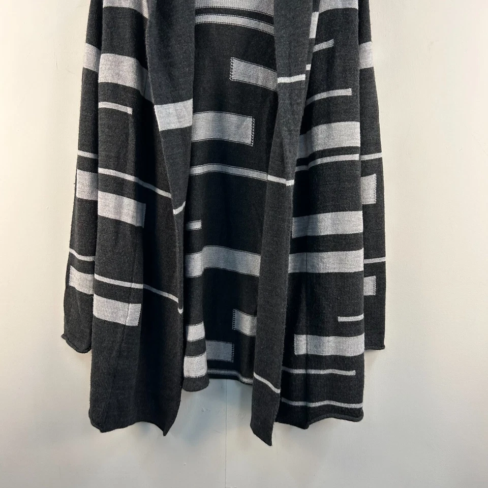 Suéter de lana Max Studio XS para mujer negro gris abierto con capucha tejido 17133 Foto 2 de 4