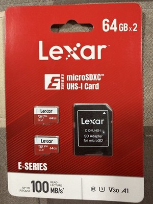 Lexar 128GB ×2 Micro SD Memory Card microSDXC UHS-I V30 4K UHD E- Series SEALED
