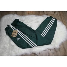 NWT Y2K 90s Rare Adidas Vintage Nylon Forest Green Track Pants Youth Large