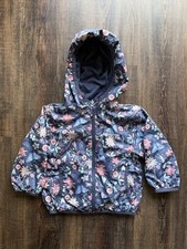 Columbia Girls Toddler Jacket Size 12-18 Month Reversible Floral Print and Blue