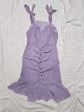 shein ruffle chiffon cocktail dress  w/ raised polka dots Lavender Purple Medium