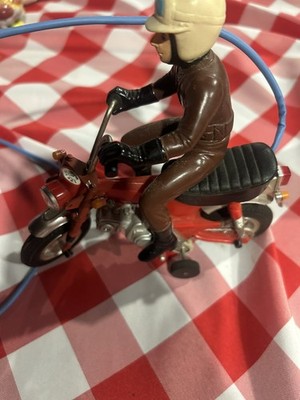 Vintage CT 70-Dax with Rider Lg battery toy.SHINSEI JAPAN motorcycle, very Rare