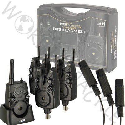 NGT Dynamic Wireless Bissanzeiger Set CARBON Blinker 3+1 Empfänger Karpfenangeln