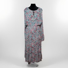 Knox Rose Floral Long Sleeve Midi Dress Size M Tie Neck Bohemian Festival