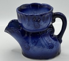 Vintage Staffordshire England Blue Floral  shaving Mug/Skuttle