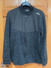 FILA SPORT Men's L Black Heather Athletic Tracksuit Full Zip Jacket NO Hood
