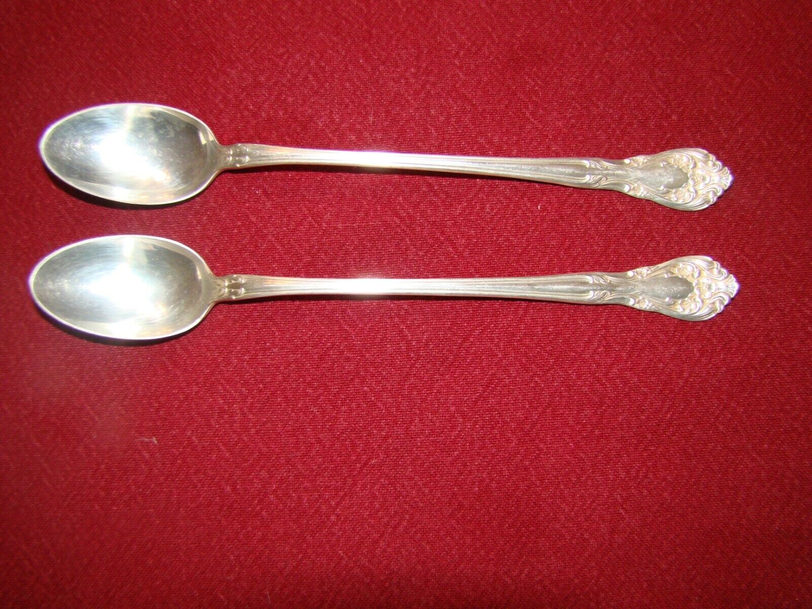 LOT OF 2 ALVIN CHATEAU ROSE STERLING SILVER ICED TEA SPOON  NO MONOGRAM
