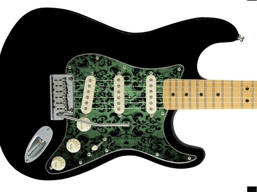 Pickguard Headstock Tremolo Skin Wrap Reskin for Guitars - Black Damask 867 - Picture 27 of 35
