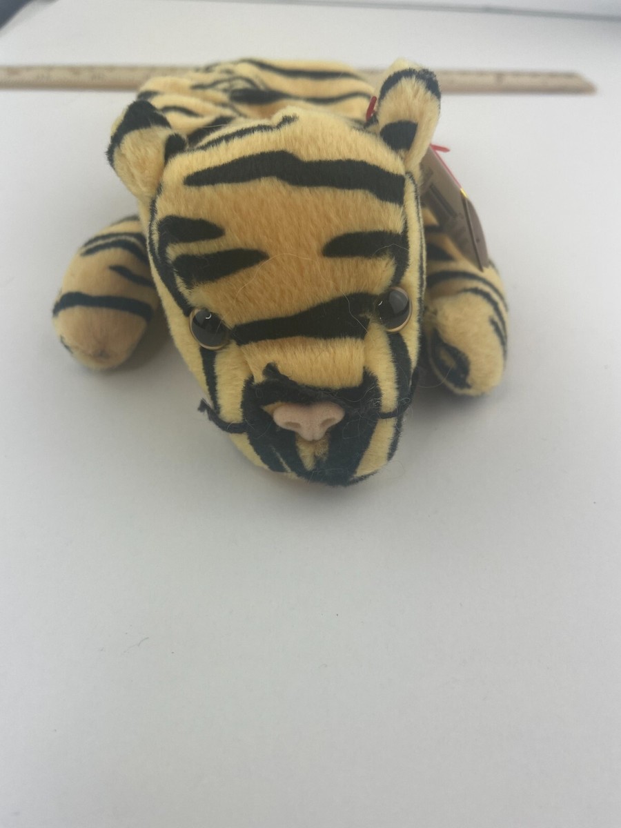 【toomuchtax】RIBBONS BABY-T Ty Beanie Baby Original Stripes the Tiger - Date of Birth: 6