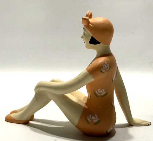Art Deco Vintage Style Woman Bathing Orange Suit Beauty Figurine 4.75"x3.5"x2" - Picture 2 of 9