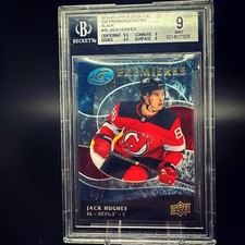 2019-20 UPPER DECK ICE PREMIERES RETRO JACK HUGHES RC #40 1/1 Black BGS 9