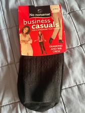 NO NONSENSE VINTAGE BLACK BUSINESS CASUAL DIAMOND AND RIB CREW SOCKS - 1 PAIR