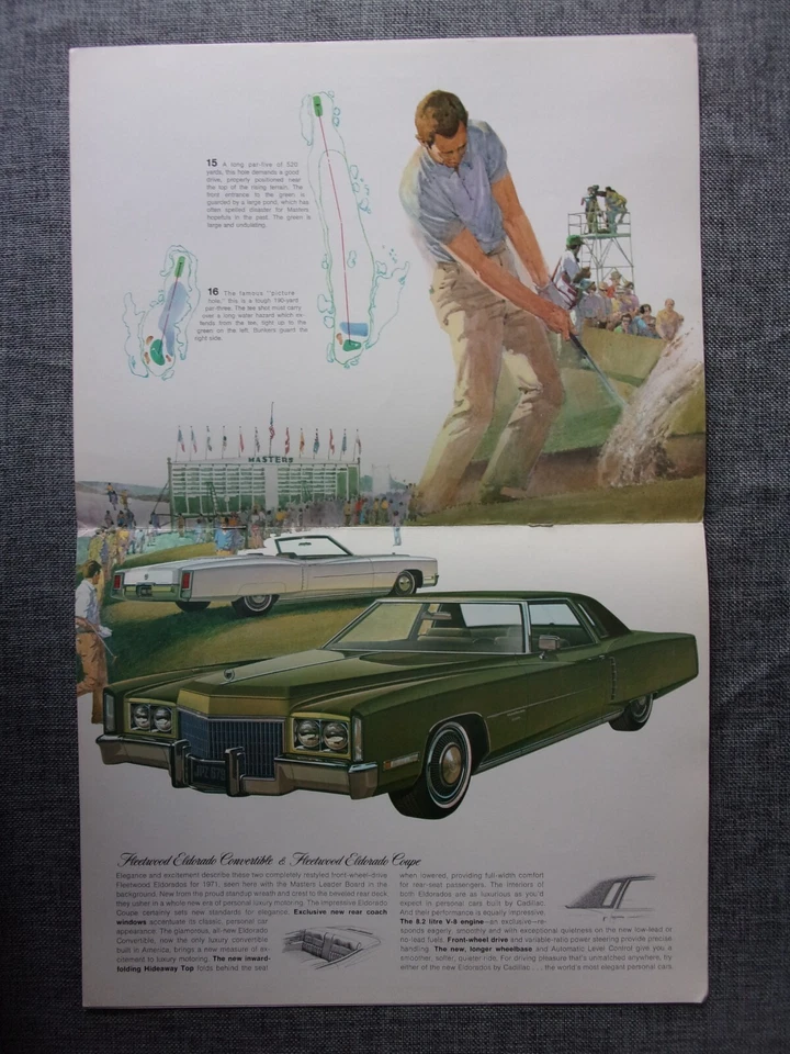 Folleto grande Cadillac & Masters Golf orig 1971 - Fleetwood Eldorado De Ville Foto 3 de 4