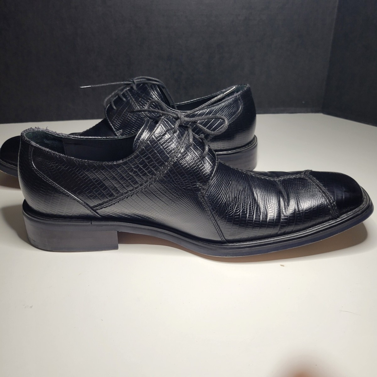 TED LAPIDUS Men\'s Black Formal Oxford Heel Shoes 10.5 Leather Snake Lace Tie TED LAPIDUS Men main image 2