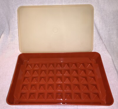Vintage Tupperware Grid Deli Meat Hot Dog Bacon Marinade Keeper 1292 Paprika