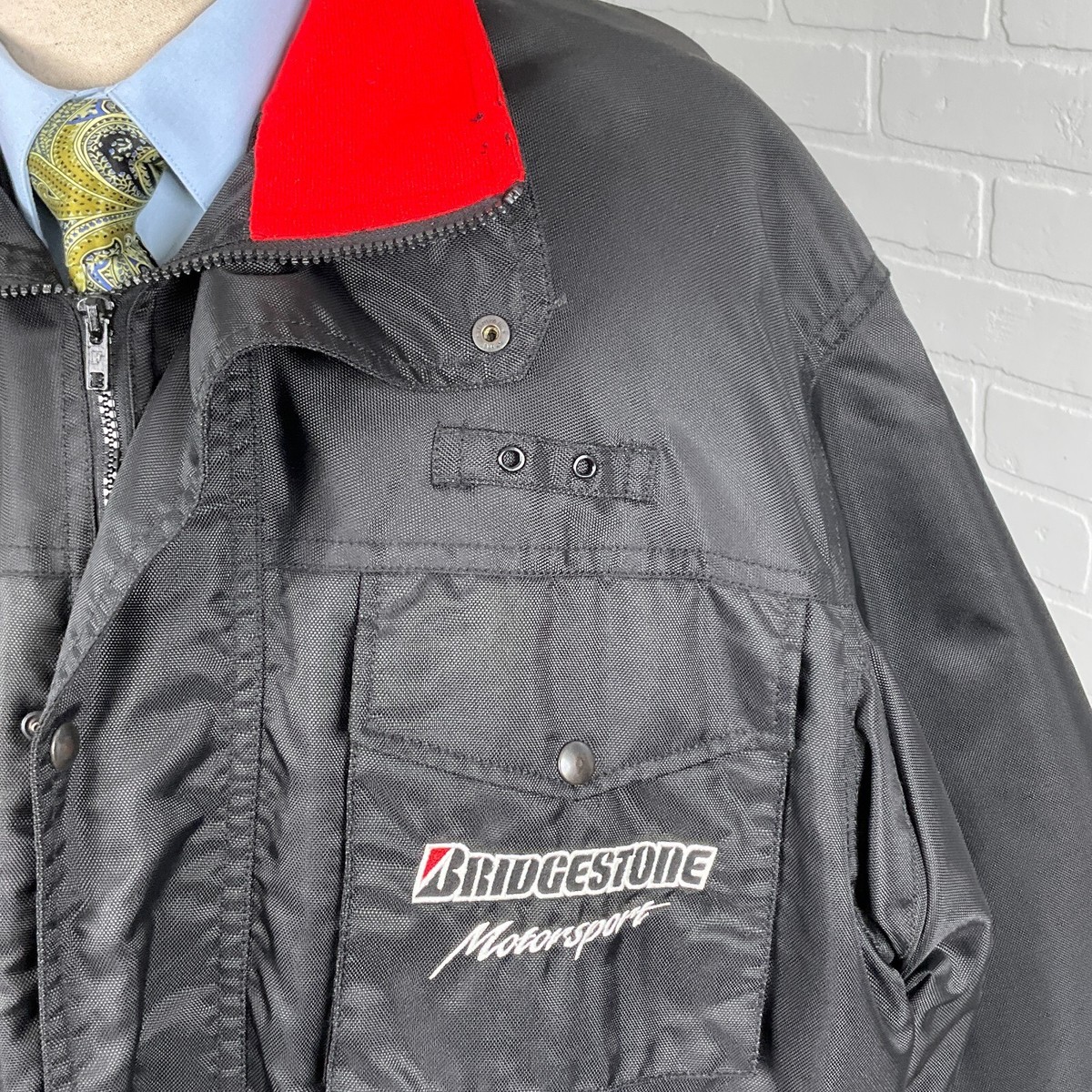 Bridgestone Coat Men XLarge Black Red Motorsport Anorak