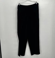 Citron Santa Monica Pants Womens 1X Black Velvet Pull On Straight Leg Lounge